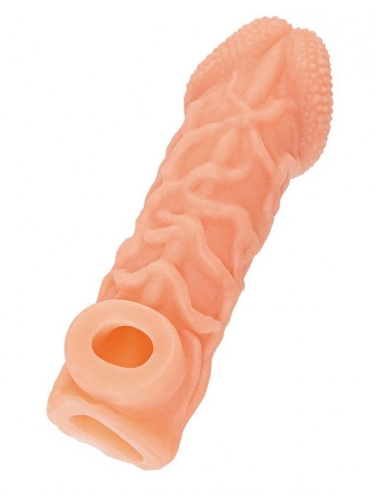 Телесная закрытая насадка с венками Cock Sleeve Size S - 13,8 см. - KOKOS - в Рыбинске купить с доставкой