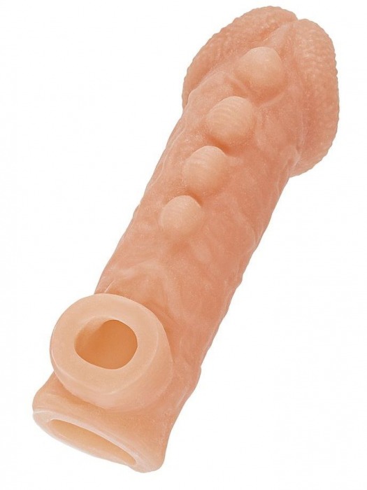 Телесная закрытая насадка с шишечками Cock Sleeve Size S - 13,8 см. - KOKOS - в Рыбинске купить с доставкой