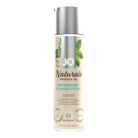 Массажное масло с ароматом перечной мяты и эвкалипта JO Naturals Peppermint   Eucalyptus - 120 мл. - System JO - купить с доставкой в Рыбинске