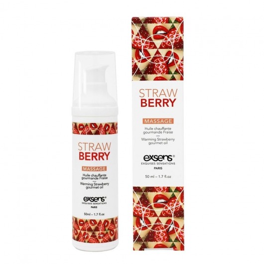 Разогревающее массажное масло  с ароматом клубники Gourmet Strawberry - 50 мл. - Exsens - купить с доставкой в Рыбинске