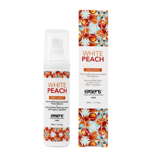 Разогревающее массажное масло Gourmet White Peach Organic с органическими ингредиентами - 50 мл. - Exsens - купить с доставкой в Рыбинске