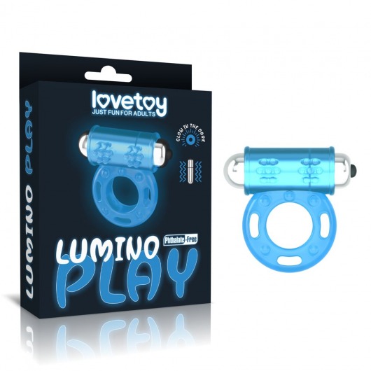 Голубое, светящееся в темноте эрекционное виброкольцо Lumino Play Vibrating Penis Ring - Lovetoy - в Рыбинске купить с доставкой