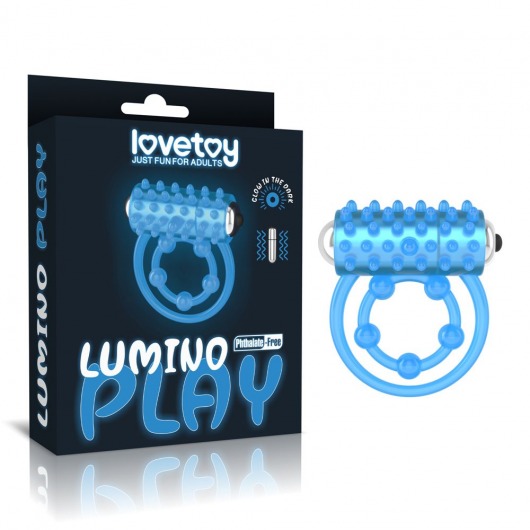 Голубое, светящееся в темноте виброкольцо Lumino Play Vibrating Penis Ring - Lovetoy - в Рыбинске купить с доставкой