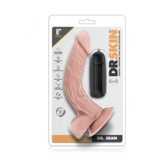 Телесный вибратор-реалистик Dr. Sean 8 Inch Vibrating Cock - 20,3 см. - Blush Novelties