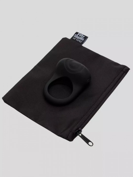 Черное эрекционное виброкольцо Sensation Rechargeable Vibrating Love Ring - Fifty Shades of Grey - в Рыбинске купить с доставкой