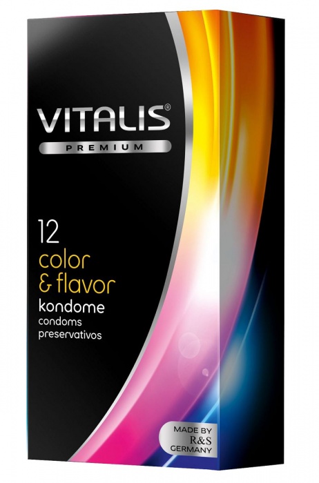 Цветные ароматизированные презервативы VITALIS PREMIUM color   flavor - 12 шт. - Vitalis - купить с доставкой в Рыбинске