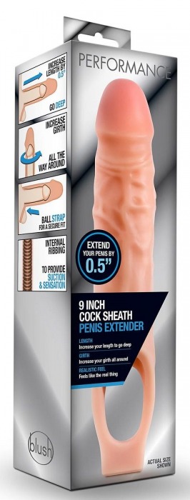 Телесная насадка на пенис 9 Inch Cock Sheath Extender - 22,2 см. - Blush Novelties - в Рыбинске купить с доставкой