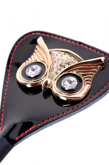 Чёрный стек с совой на кожаном наконечнике - 24 см. - ToyFa - купить с доставкой в Рыбинске