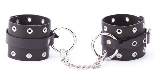 Черные кожаные оковы с люверсами - Crazy Handmade - купить с доставкой в Рыбинске