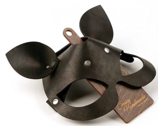 Черная кожаная маска  Кошка  с маленькими ушками - Crazy Handmade - купить с доставкой в Рыбинске