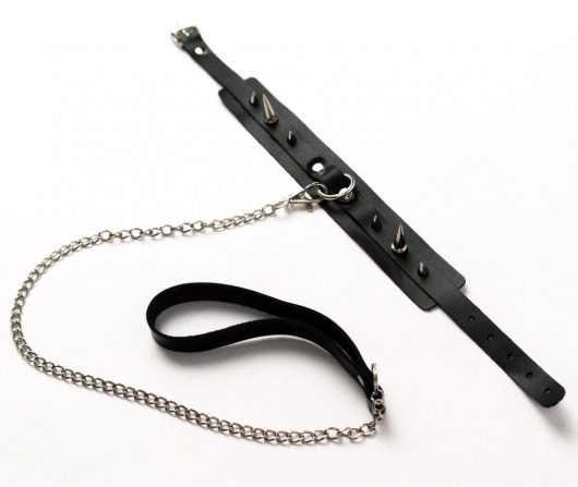 Черный ошейник с шипами и поводком - Crazy Handmade - купить с доставкой в Рыбинске