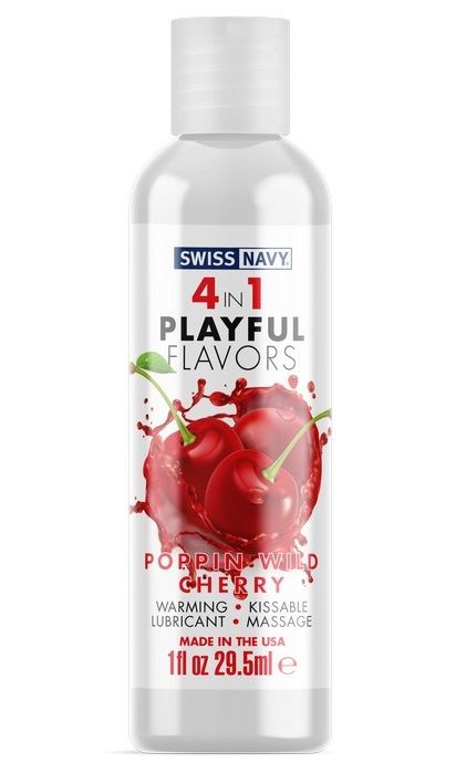 Массажный гель 4-в-1 Poppin Wild Cherry с ароматом вишни - 29,5 мл. - Swiss navy - купить с доставкой в Рыбинске