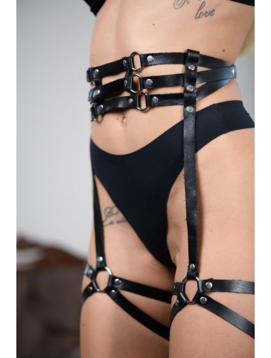 Кожаные гартеры на поясе Esteria - БДСМ Арсенал - купить с доставкой в Рыбинске