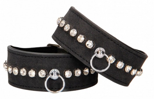 Черные поножи Diamond Studded Ankle Cuffs - Shots Media BV - купить с доставкой в Рыбинске