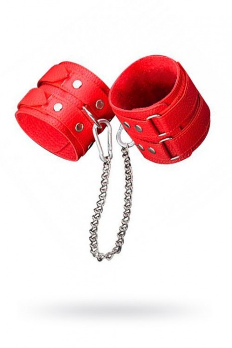 Кожаные красные оковы с цепочкой - Sitabella - купить с доставкой в Рыбинске
