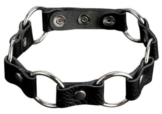 Кожаный черный ошейник с кольцами - Sitabella - купить с доставкой в Рыбинске