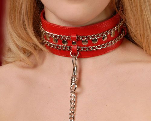 Красный ошейник с цепочками - Sitabella - купить с доставкой в Рыбинске