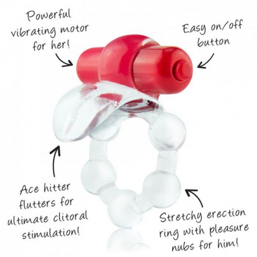 Виброкольцо с язычком и красным виброэлементом Overtime - Screaming O - в Рыбинске купить с доставкой