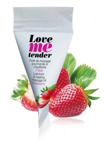 Съедобное согревающее массажное масло Love Me Tender Strawberry с ароматом клубники - 10 мл. - Love to Love - купить с доставкой в Рыбинске