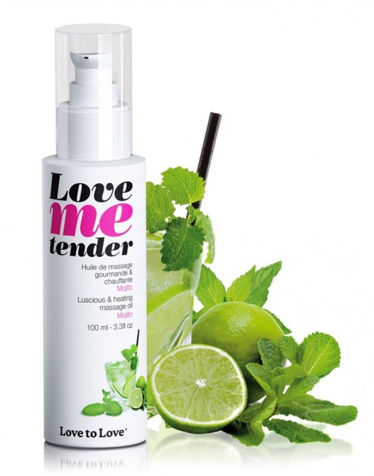 Съедобное согревающее массажное масло Love Me Tender Mojito с ароматом мохито - 100 мл. - Love to Love - купить с доставкой в Рыбинске