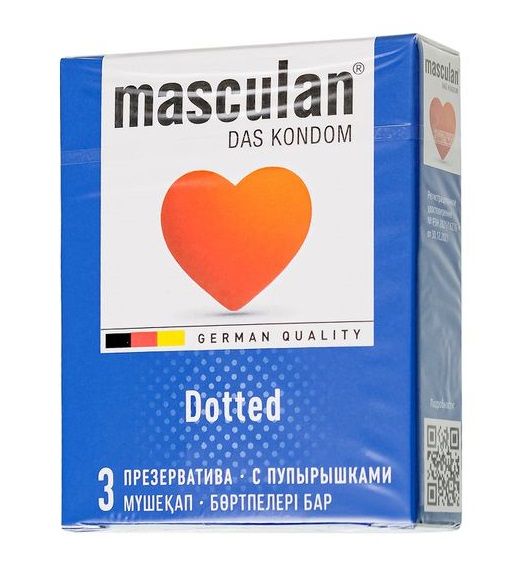 Презервативы с пупырышками Masculan Dotted - 3 шт. - Masculan - купить с доставкой в Рыбинске