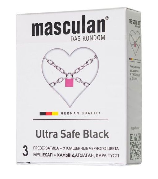 Ультрапрочные презервативы Masculan Ultra Safe Black - 3 шт. - Masculan - купить с доставкой в Рыбинске