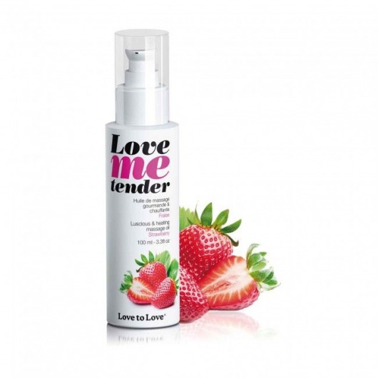 Съедобное согревающее массажное масло Love Me Tender Strawberry с ароматом клубники - 100 мл. - Love to Love - купить с доставкой в Рыбинске