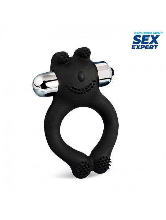 Черное силиконовое эрекционное виброкольцо Sex Expert - Sex Expert - в Рыбинске купить с доставкой