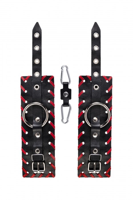Черно-красные наручники из натуральной кожи - Pecado - купить с доставкой в Рыбинске