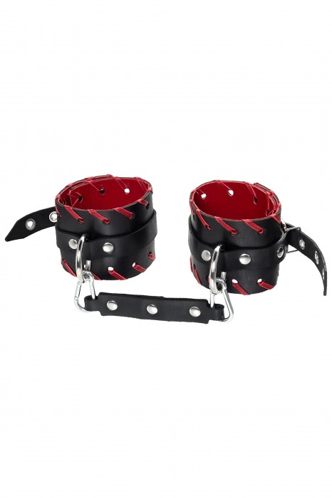 Черно-красные оковы из натуральной кожи - Pecado - купить с доставкой в Рыбинске