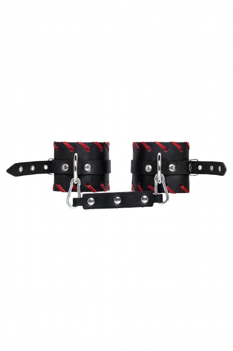 Черно-красные оковы из натуральной кожи - Pecado - купить с доставкой в Рыбинске