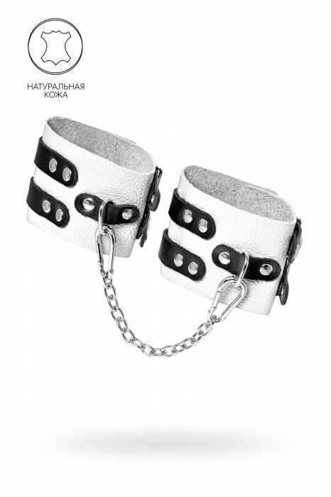 Бело-черные оковы с двумя ремешками и люверсами - Pecado - купить с доставкой в Рыбинске