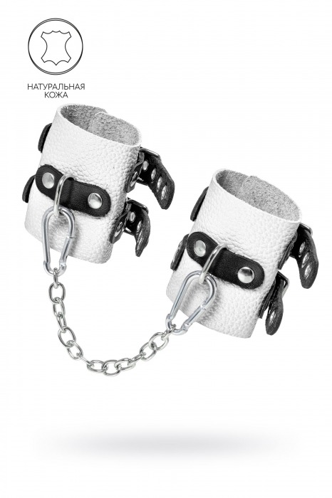 Бело-черные наручники с двумя ремешками и люверсами - Pecado - купить с доставкой в Рыбинске