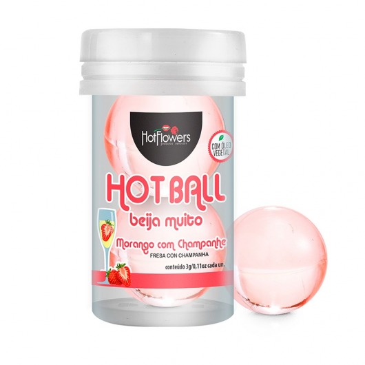 Лубрикант на масляной основе Hot Ball Beija Muito с ароматом клубники и шампанского (2 шарика по 3 гр.) - HotFlowers - купить с доставкой в Рыбинске