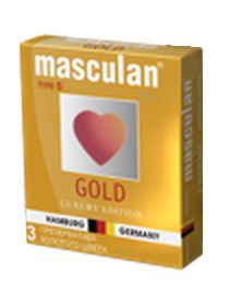 Презервативы Masculan Ultra Gold с золотым напылением и ароматом ванили - 3 шт. - Masculan - купить с доставкой в Рыбинске