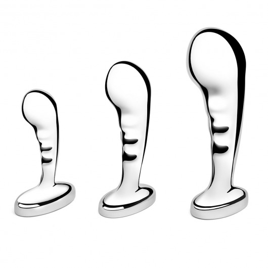 Набор из 3 стальных стимуляторов простаты Stainless Steel P-spot Training Set - b-Vibe - в Рыбинске купить с доставкой