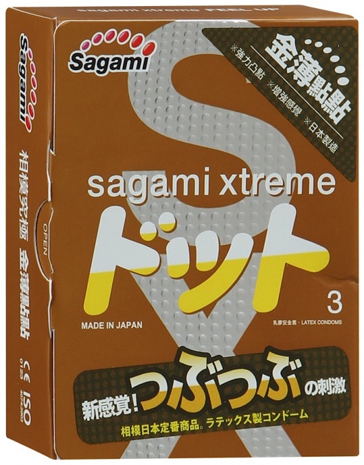 Презервативы Sagami Xtreme FEEL UP с точечной текстурой и линиями прилегания - 3 шт. - Sagami - купить с доставкой в Рыбинске