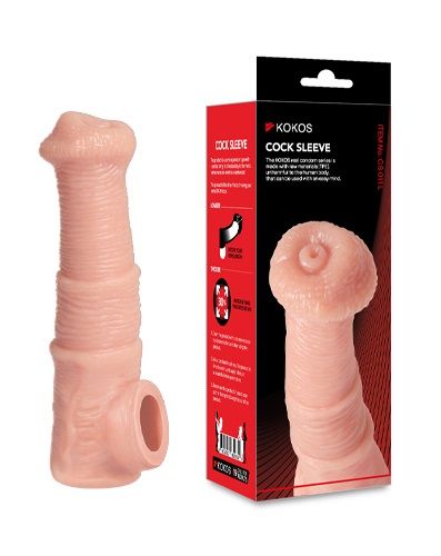 Телесная фантазийная насадка на член Cock Sleeve Size M - KOKOS - в Рыбинске купить с доставкой