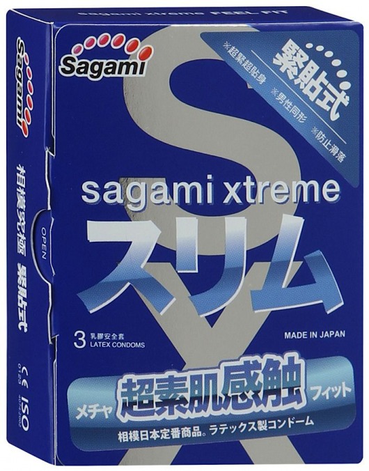 Розовые презервативы Sagami Xtreme FEEL FIT 3D - 3 шт. - Sagami - купить с доставкой в Рыбинске