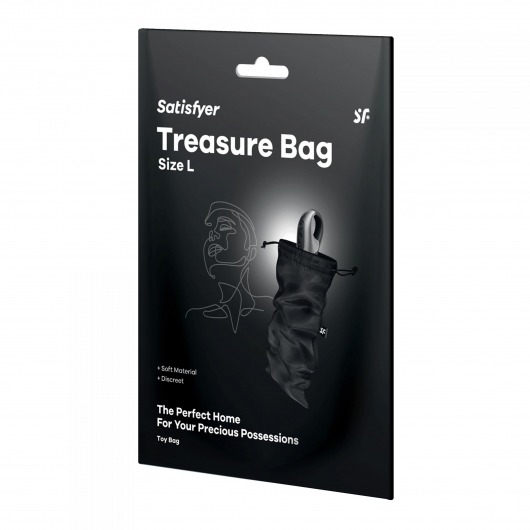 Черный мешочек для хранения игрушек Treasure Bag L - Satisfyer - купить с доставкой в Рыбинске