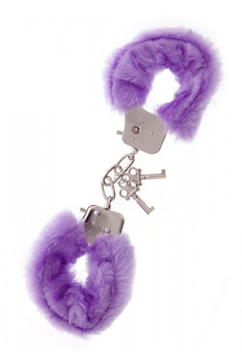 Фиолетовые меховые наручники METAL HANDCUFF WITH PLUSH LAVENDER - Dream Toys - купить с доставкой в Рыбинске