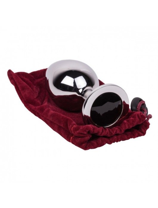 Большой стальной плаг с черным кристаллом Black Rave - 9,5 см. - Erotic Fantasy - купить с доставкой в Рыбинске