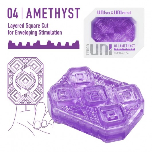 Фиолетовый мастурбатор-стимулятор Tenga Uni Amethyst - Tenga - в Рыбинске купить с доставкой