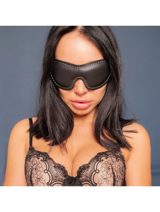 Черная мягкая закрытая маска из натуральной кожи - Crazy Handmade - купить с доставкой в Рыбинске