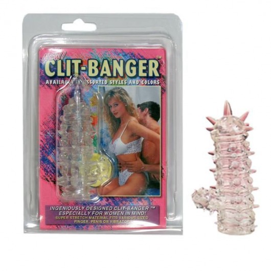 Прозрачная насадка с шипами и клиторальной шишечкой CLIT-BANGER SLEEVE IN CLEAR - Tonga - в Рыбинске купить с доставкой