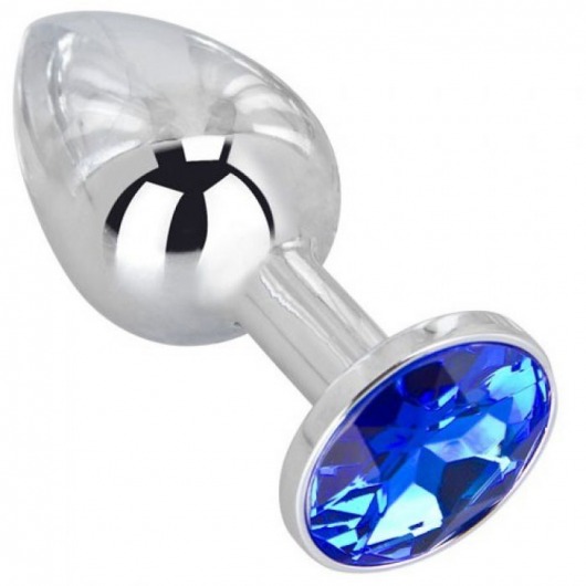 Анальное украшение BUTT PLUG  Small с синим кристаллом - 7 см. - Anal Jewelry Plug - купить с доставкой в Рыбинске