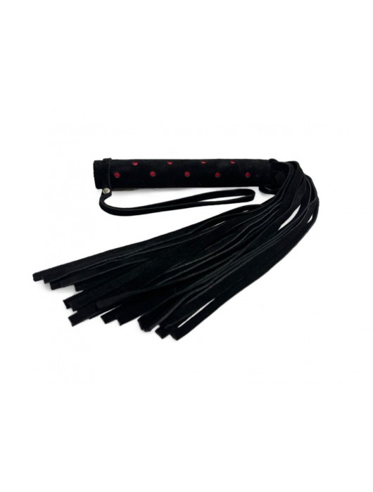 Черная замшевая плеть с красными точками на рукояти Red dot Princess - 43 см. - БДСМ Арсенал - купить с доставкой в Рыбинске