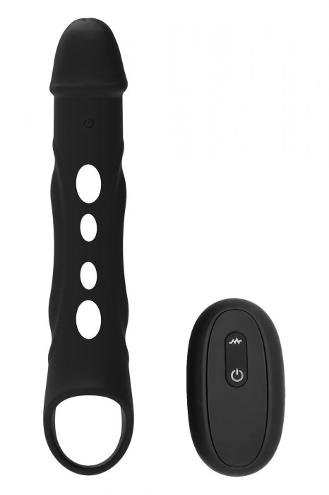 Черная насадка-удлинитель Vibrating Extender With Remote с вибрацией - Dream Toys - в Рыбинске купить с доставкой