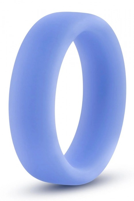 Голубое люминесцентное кольцо Silicone Glo Cock Ring - Blush Novelties - в Рыбинске купить с доставкой