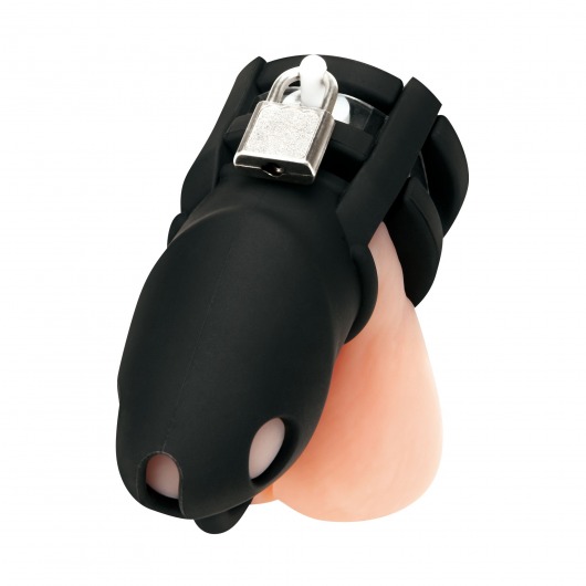 Черная клетка для пениса Silicone Small 2 in Cock Cage With Ball Divider - BlueLine - купить с доставкой в Рыбинске